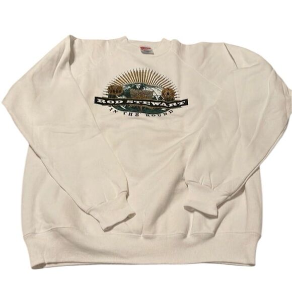 Vintage authentic 1996 Rod Stewart size XL white sweatshirt GVC - Picture 1 of 9